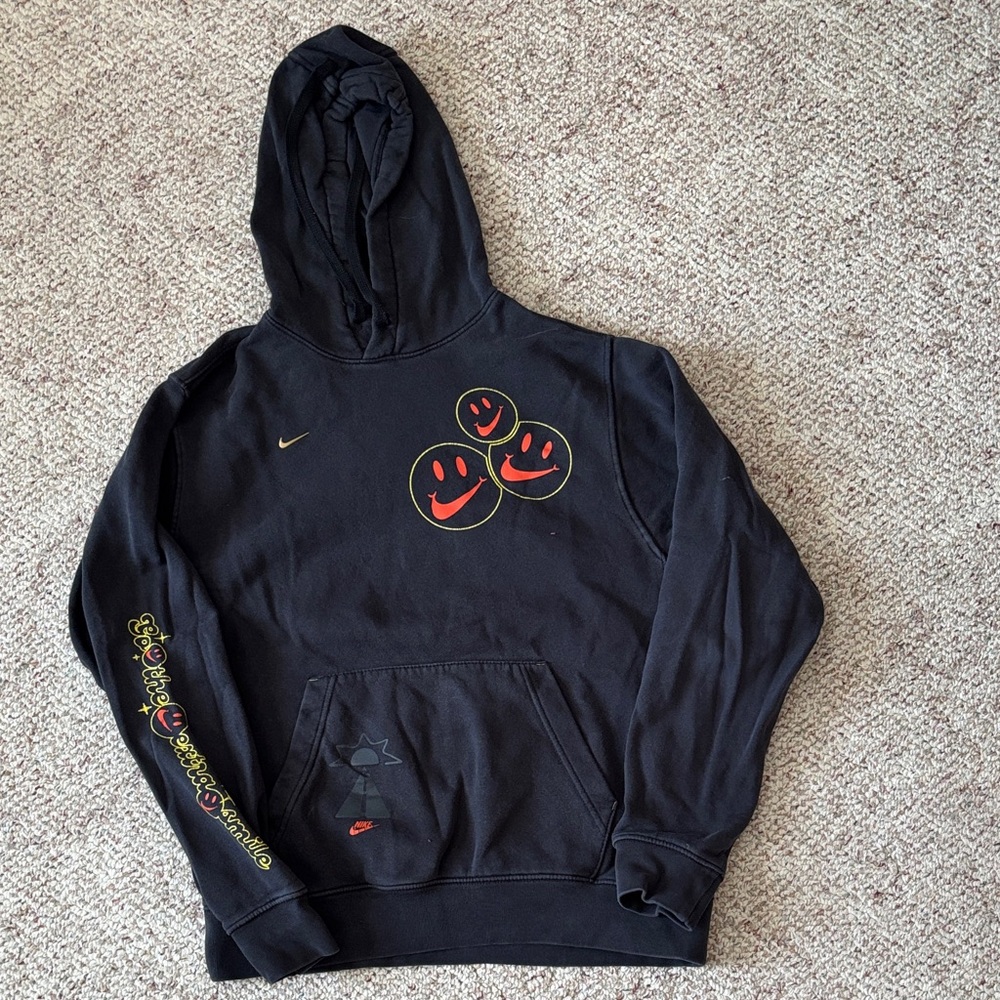Nike Men's Black Hoodie with Red and Yellow Graphics
